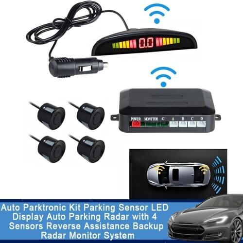 Auto Parktronic Kit Parking Sensor LED Display Auto Parking Radar with 4 Sensors Reverse Assistance Backup Radar Monitor System