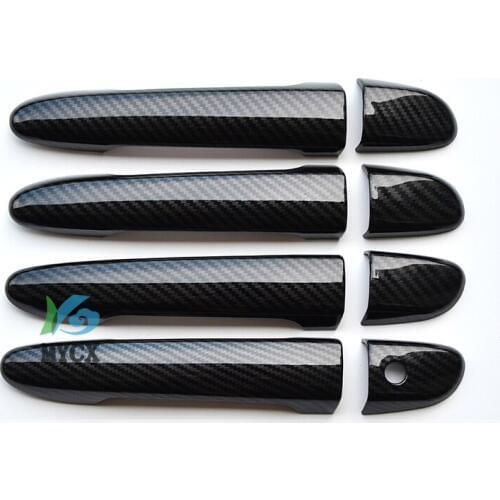 Auto Accessories For Mazda 3 Axela 2014 2015 2016 2017 ABS Chromed carbon fiber Side Door Handle Cover Trim 8pcs