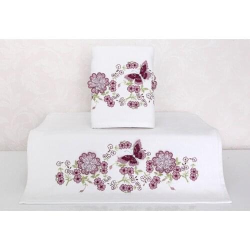 Heart Derorative Kitchen Bathroom Velvet Embroidered Towel for Hand Face Famous 100% Velvet Turkey Fabric 50*90 cm Motif towel