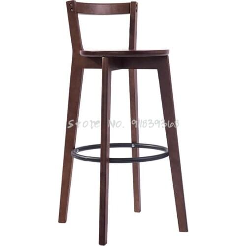 Bar Chair Solid Wood Modern Simple Bar Chair Family Bar Chair Front Desk Back Stool Bar Stool Nordic High Stool