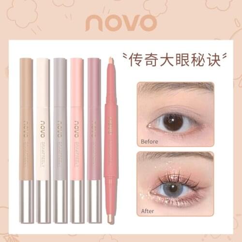 Glitter Eyeshadow Stick Champagne Gold Eye Shadow Pencil Matte Shadow Double Color Long Lasting Waterproof Brilliant Makeup Pen