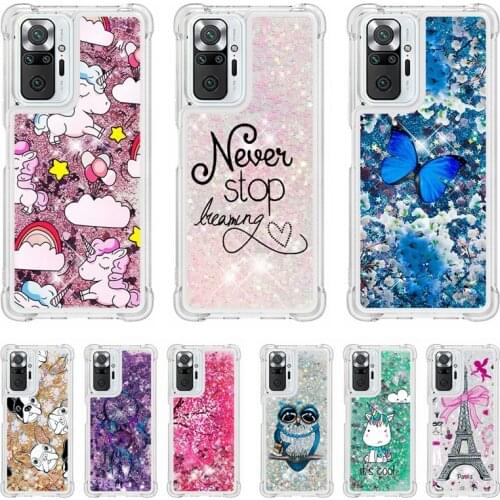 For Redmi Note 10 Pro Case Liquid Phone Case on For Xiaomi Redmi Note 10 Pro Note10 Pro Max Cases Soft Glitter Quicksand Cover