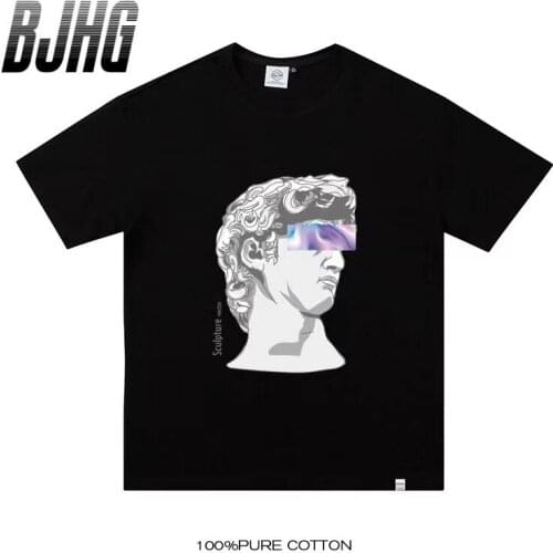 Pure Cotton Art Harajuku T-shirt Men And Women Round Neck Short-sleeved Large Size T-shirt Mens Top Bottoming Shirt S-7XL