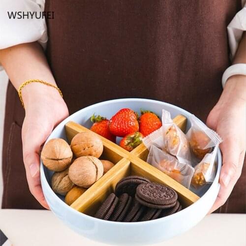 Nordic style fruit four grid ceramic small lattice dessert dessert plateliving room storage tray wedding melon seeds candy tray