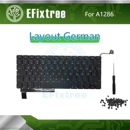 New Laptop A1286 Keyboard Layout German For Macbook Pro 15'' A1286 Keyboard+Backlight Backlit+Screws 2009-2012 Year