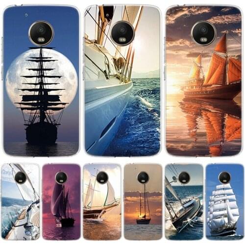 Cool Sailing Boat Phone Case For Motorola Moto G9 G7 G8 G6 G5S E6 E5 Plus Power Play One Action Macro EU Gift Coque Cover
