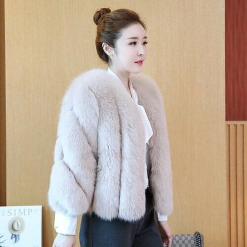 Women 2021 Winter New Fashion Faux Fur Jackets Female Elegant Thick Warm Slim Outerwear Ladies Short Fake Fox Fur Coats R371