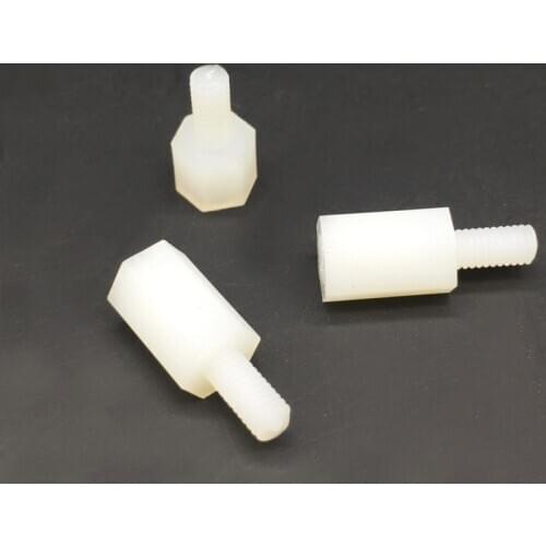 M3x7+6 Spacer Screws Hex Standoff Nuts Male to Female Plastic Nylon Accessories Off-White Pack 100