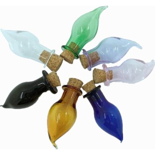 Mix 7 Colors Mini Glass Bottles Pendants Charms Chili Shape Cute Bottles With Cork Little Bottles Gift Tiny Jars Charms 7pcs