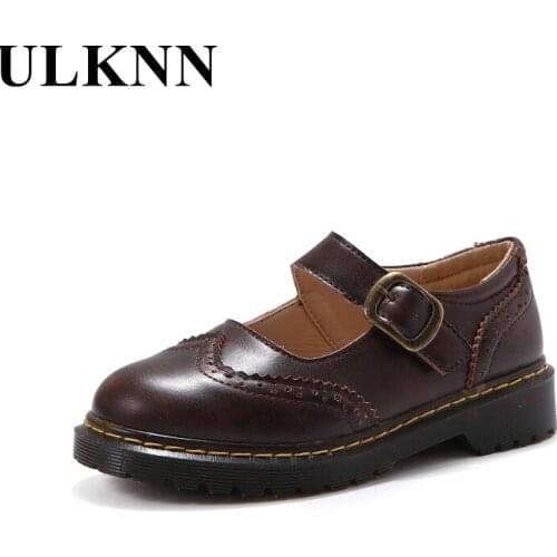 ULKNN New Hook&loop Leather Shoes For Baby Girls And Boys 2021 Unisex Children Party/School/Casual/Outdoor Soft Princess Shoes