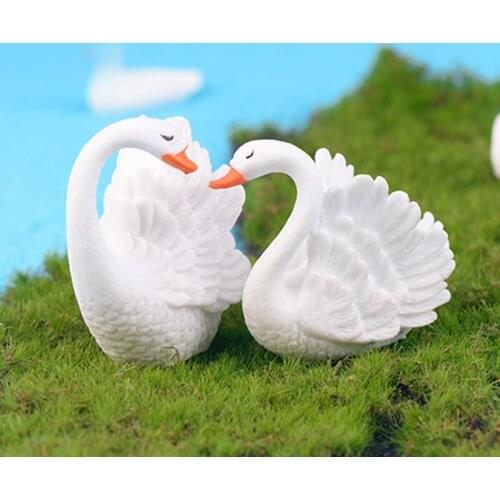 Mini Animal Figurine Resin Goose Swan Model Decoration Micro-landscape Fairy Garden Ornament for Fish Tank Aquarium Bonsai