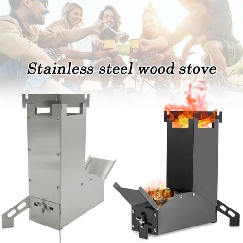 Portable Stainless Steel Stove Foldable Wood Burning Stove for Outdoor Camping Survival Cooking Picnic BHD2