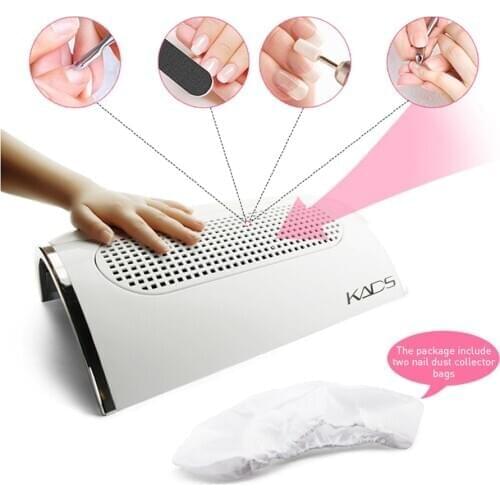 KADS Powerful Nail Dust Suction Collector 3 Fan Vacuum Cleaner Manicure Tools with 2 Dust Collecting Bags Nail Art Suction