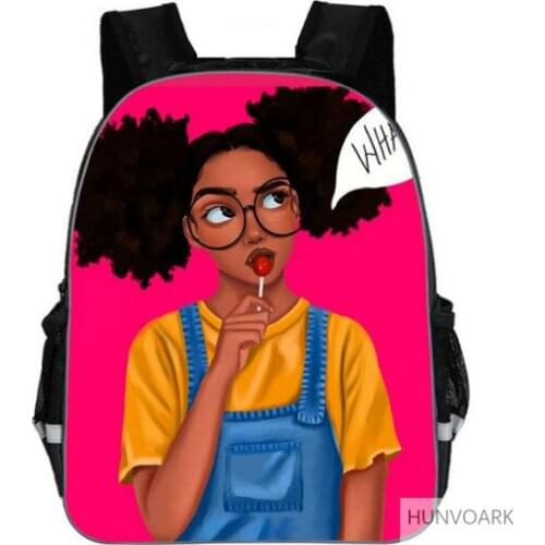 11/13/16 inch Black Afro Girls Printing Satchel Laptop Rucksack Backpack Student School Shoulder Bag Pencil Bag Teenager Travel