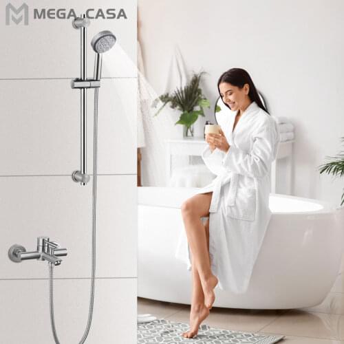 Bathroom Faucet outlet pipe Bath shower faucet With Stainless Steel Arm Hand Held Head Wall Hot And Cold Bathroom Mixer Tap