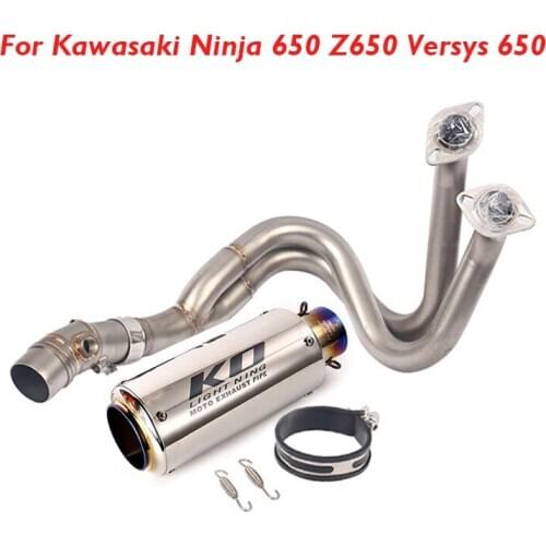 Motorcycle Exhaust Muffler Escape Header Exhaust Connection Pipe System Exhaust for Kawasaki Ninja 650 Z650 Versys 650 2017-2019