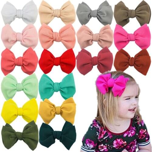 24Pcs/24Pairs Super Large 6 Inch Sold Waffle Fabric Hairbow Clips Baby Kids GIrls Alligator Barrettes Hair Accessories Headwear