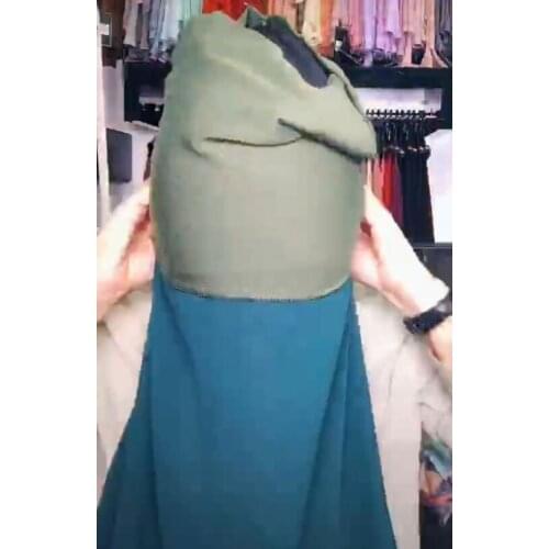 Women Plain Chiffon Shawl With Jersey Underscarf Cap Islam Inner Scarf Headband Stretch Hijab Cover Headwrap Turbante