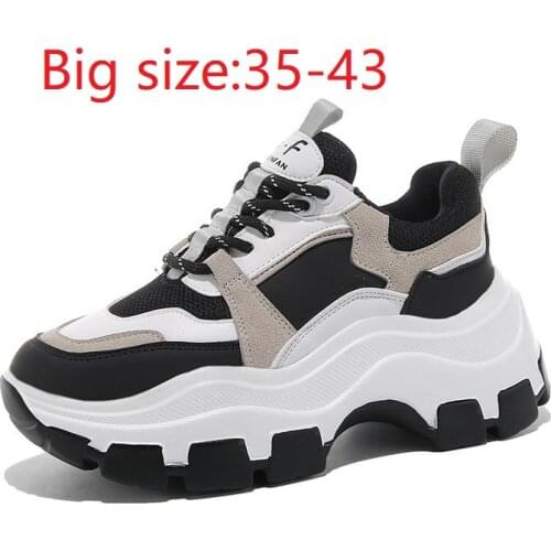 Womens Chunky Sneakers Thick Bottom Platform Vulcanize Shoes Fashion Breathable Casual Running Shoe for Woman Female 2021