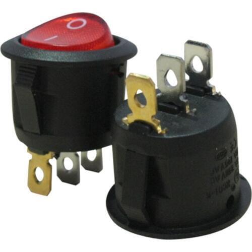 10Pcs AC 250V/6A, 125V/10A Red/Green Light Illuminated ON/Off SPST 3 Pin 2 Position Rocker Toggle Switch KCD1-5-101N