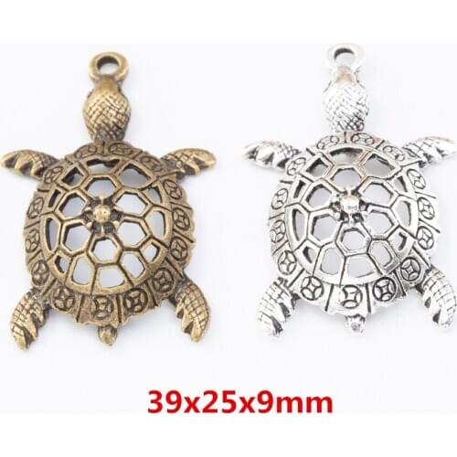 10 pieces of retro metal zinc alloy tortoise pendant for DIY handmade jewelry necklace making 7813