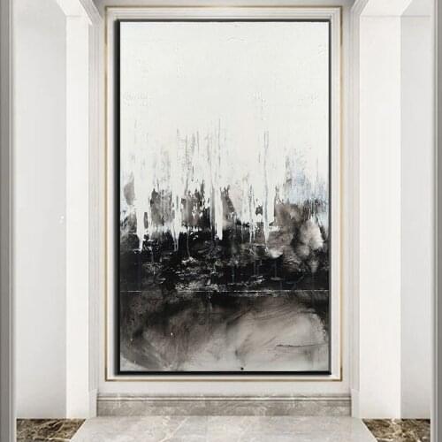 100% Hand-Painted Oil Painting Wall Art Prosperous Wall Pictures Entrance Hallway At The End Of Corridor Wall Living Room