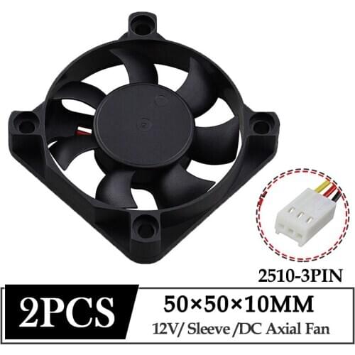 2Pcs/Lot Gdstime DC 12V Fan 50mmx50mmx10mm 50mm 3PIN Plug Axial Brushless Cooling Fan 5cm 5010 CPU Laptop Video Card Cooler