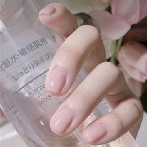 24Pcs/Set Shiny Light pink Artificial Fake Nails Short Ballerina False Nails For Designs Press On Finger Tips Manicure Tools