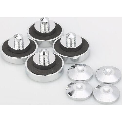 4xChrome Speaker Spike Isolation Feet Brass Cone Turntable Amplifier