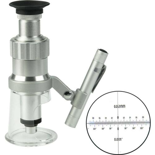 60X Pocket Microscope LED Reticle Focus Loupe Measurement Adjustable 0.02mm Magnifier
