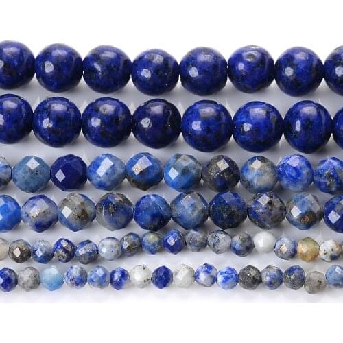 Natural Stone Bead Lapis Lazuli Round Facted Loose Spacer Beads for Jewelry Making Diy Bracelet Charm Accessories 2/3/4mm