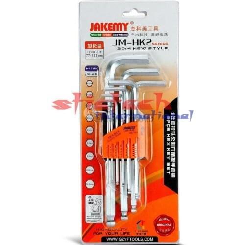 By dhl 20set JAKEMY 9pcs/set Hex Key Set Durable Chrome-vanadium Ball Ended Allen Key Wrench Set L-Type Wrench Tool Set