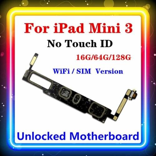 For IPad Mini 3 Motherboard WLAN Vesion A1599 / Cellular Version A1600 With No Touch ID 16G 64G 128G