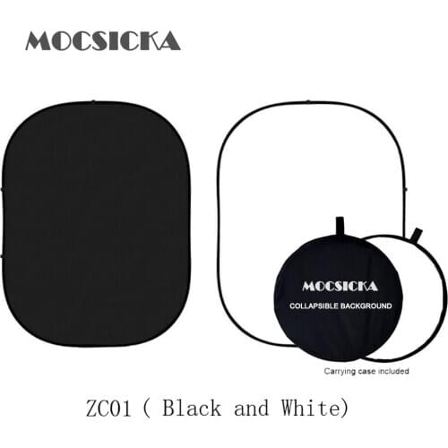 Mocsicka Black and White Double Sides Photo Booth Backdrop Matte Panel Photography Collapsible Background 5x7ft