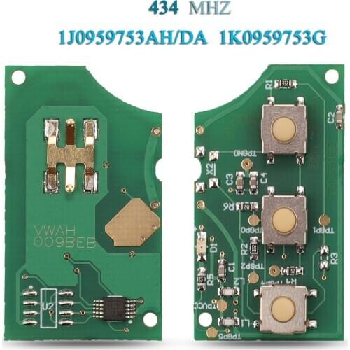 Bilchave 3 Buttons 434Mhz Flip Remote Car Key Circuit Board Fob For VW PASSAT Polo Skoda Seat 1J0959753 AH/DA 1K0959753G