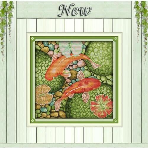 The red carp animal beautiful fish painting Counted print on canvas DMC 14CT 11CT DMC Cross Stitch Needlework kits Embroider Set