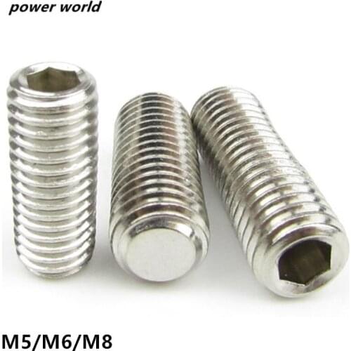 M5/M6/M8 GB77 304 Stainless Steel DIN913 Set Screw Inner Hexagon Socket Flat Point End Grub Headless Bolt