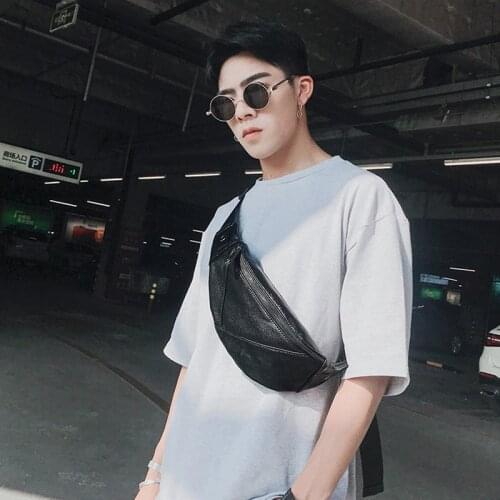 Fashion Chest bag for men pu leather Sports Outdoor Travel Chest Pack Waist Belt Mobile Phone Bag large capacity