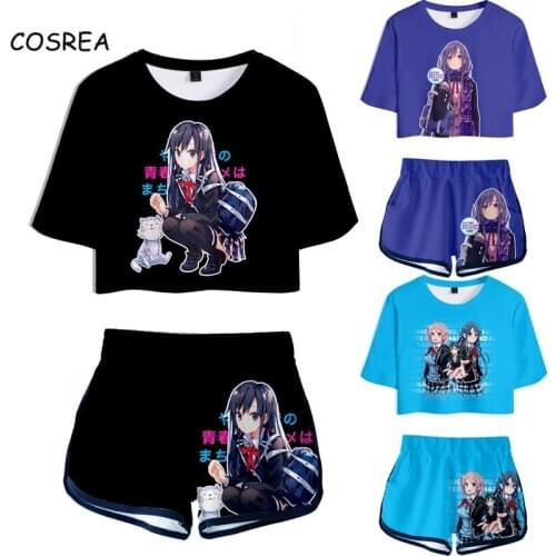 My Youth Romantic Comedy Is Wrong As I Expected Short sleeve Shirt Sport Suit Girls Tees Shorts T shirt Running Sets Women