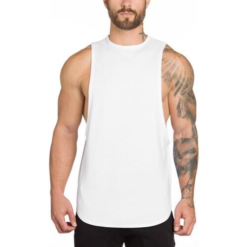 Gym mens sports fitness breathable vest sleeveless shirt cotton muscle vest sweatshirt running vest T-shirt