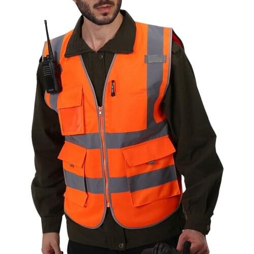 Men High Visibility Safety Vest Work Vest Workwear Safety Red Reflective Vest Construction Vest With Logo Free Shipping