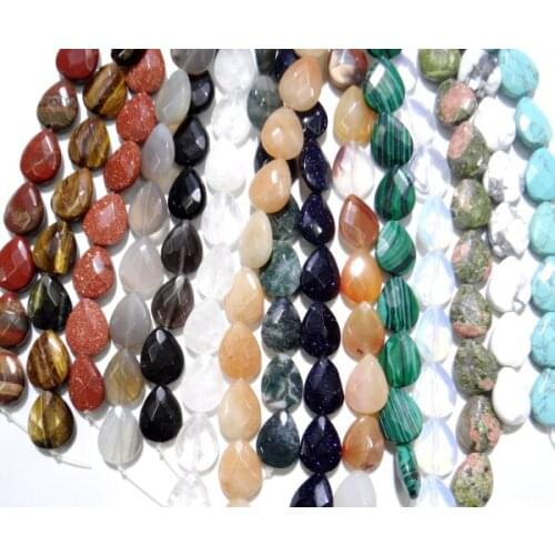 Natural stone Quartz Crystal AgatesTurquoises Opaal Facet water drop spacerfor Diy Jewelry making necklace Accessories 12 stks