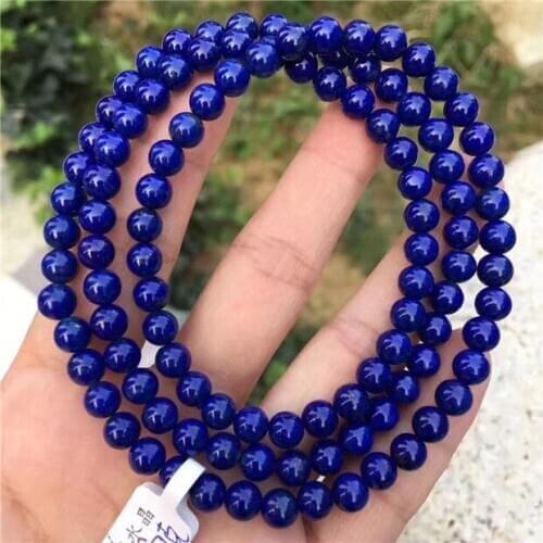 Genuine Natural Lapis Lazuli Royal Blue Gems 108 Beads Bracelet 6mm AAAA