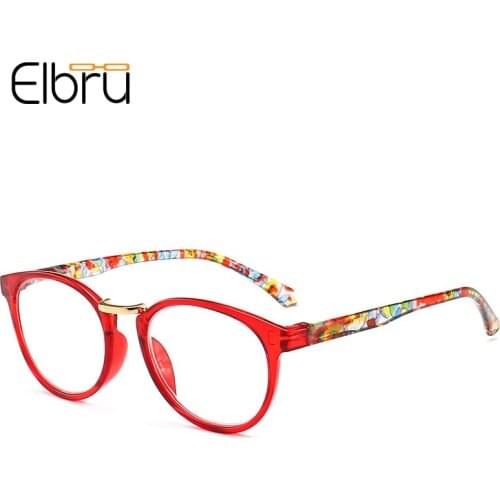 Elbru Fashion Vintage High Definition Reading Glasses Women Men Floral Frame Magnifying Presbyopic Eyeglasses Diopters +1.0 +4.0
