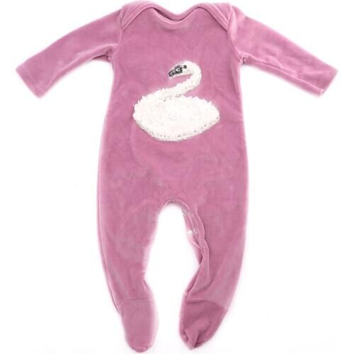 Baby Girls Thicker Velvet bodysuits Romper White Swan Pattern Girls Baby Clothes Outfits Autumn Winter Kids Footies rope bebe