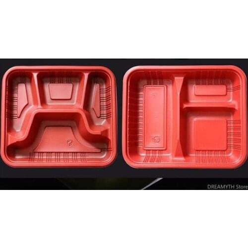 Disposable Take Out Containers Lunch Box Microwavable Supplies 3 Or 4 Compartment Plastic Food Storage Containers With Lids