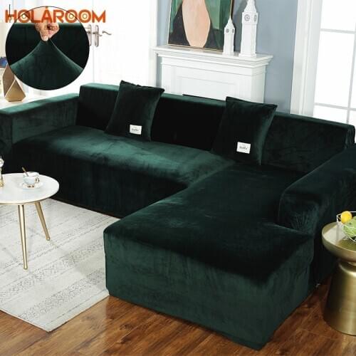 Plush Sofa Cover Velvet Elastic Leather Corner Sectional For Living Room Couch Covers Set L Shape Armchair Cover Seat Slipcovers