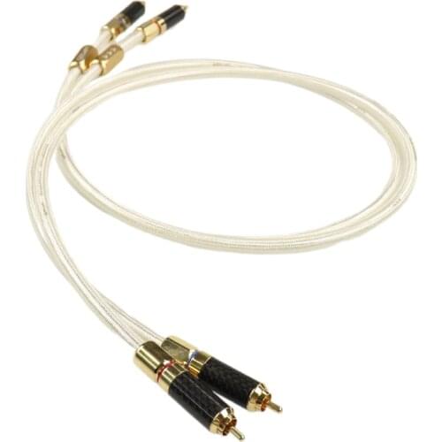 E.DORIS D Series D19 5N OFC Silver Plated , RCA Interconnect Audio Cable with Carbon Fiber Gold-Plated Plug