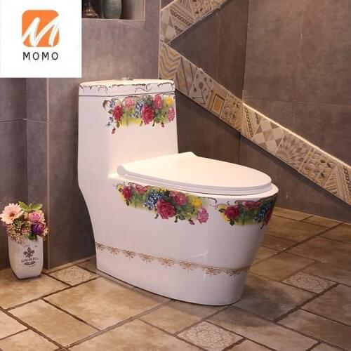 Rose love European art toilet, home bathroom siphon-type ordinary ceramic toiletBiological Toilet Closestool Toilet Seat
