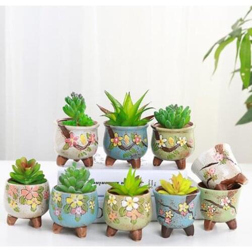 Garden Art Ceramic Succulent Plant Flowerpot Cute Colorful Ceramic Bonsai Flower Plant Pot for Cactus Vase Desktop Ornaments